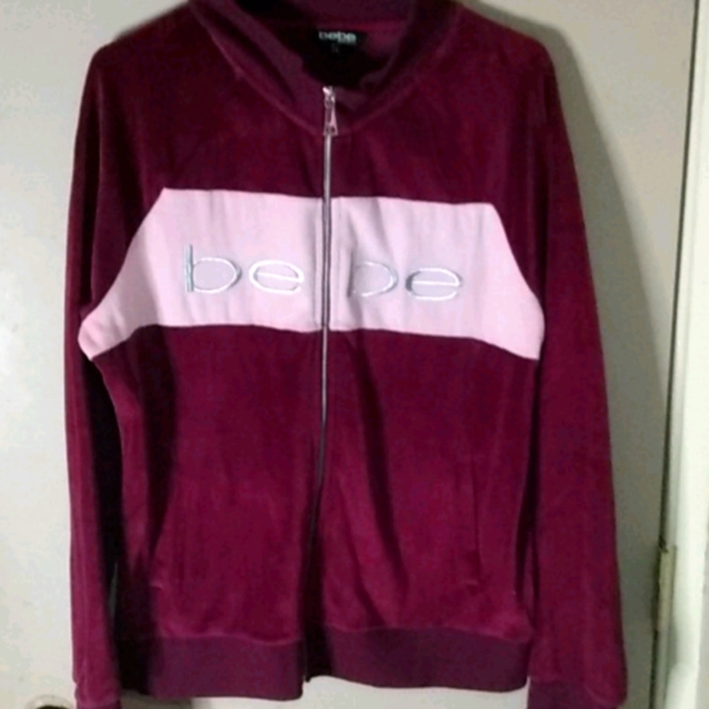 Bebe zip up velor sweatshirt